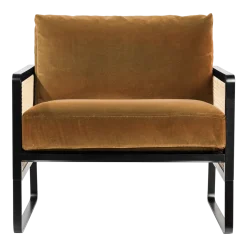 Fauteuil en bois noir et tissu velours orange honey Cannage - RED Edition