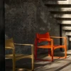 Fauteuil en bouleau laqué orange 65,5x60x74cm 270F - Verpan