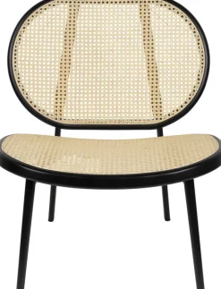 Fauteuil en cannage et acier noir 84cm Spike - Zuiver