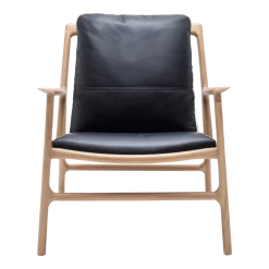 Fauteuil en chêne et cuir noir Dedo easy chair - Gazzda