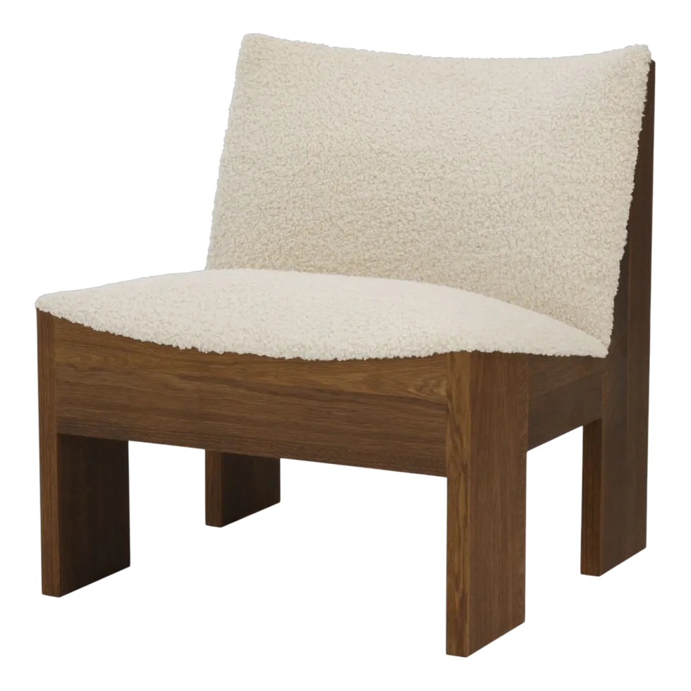 Fauteuil en chêne foncé et textile bouclé blanc Tenon - New works