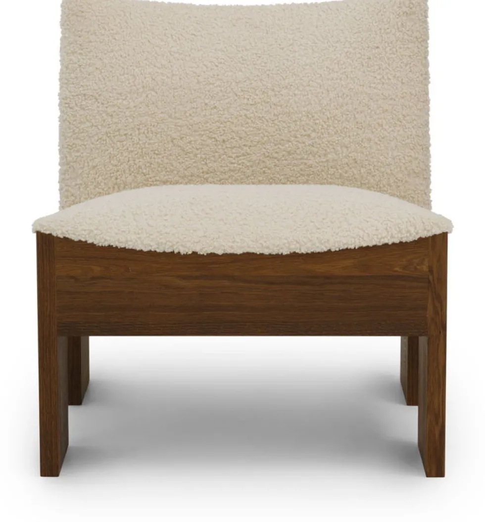 Fauteuil en chêne foncé et textile bouclé blanc Tenon - New works