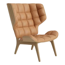 Fauteuil en chêne naturel et rembourrage en cuir camel Mammoth - NORR11