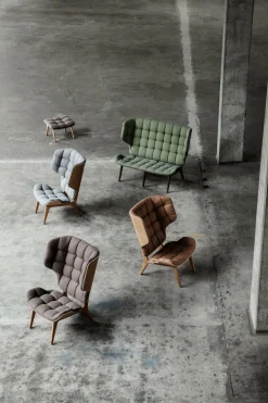 Fauteuil en chêne naturel et rembourrage en cuir camel Mammoth - NORR11
