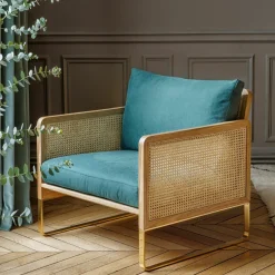 Fauteuil en chêne naturel et tissu beige Cannage - RED Edition