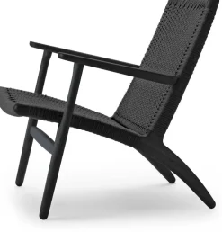 Fauteuil en chêne teinté noir et assise tressée noir 73cm CH25 - Carl Hansen & Søn