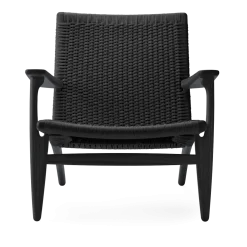 Fauteuil en chêne teinté noir et assise tressée noir 73cm CH25 - Carl Hansen & Søn