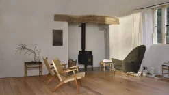 Fauteuil en chêne teinté noir et assise tressée noir 73cm CH25 - Carl Hansen & Søn