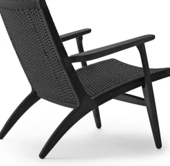 Fauteuil en chêne teinté noir et assise tressée noir 73cm CH25 - Carl Hansen & Søn