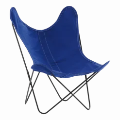 Fauteuil en coton bleu électrique avec structure en acier noir Coton AA - Airborne