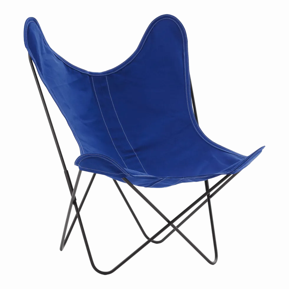 Fauteuil en coton bleu électrique avec structure en acier noir Coton AA - Airborne