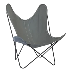 Fauteuil en coton gris avec structure en acier noir Coton AA - Airborne