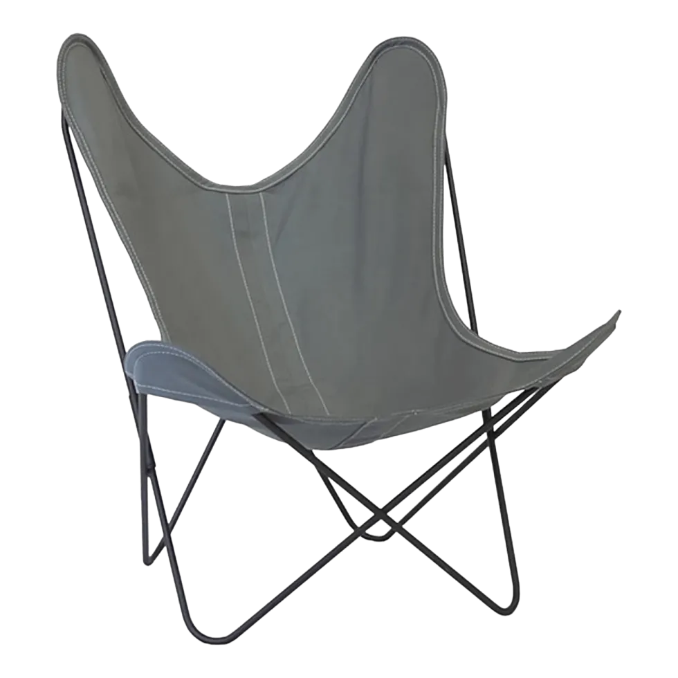 Fauteuil en coton gris avec structure en acier noir Coton AA - Airborne