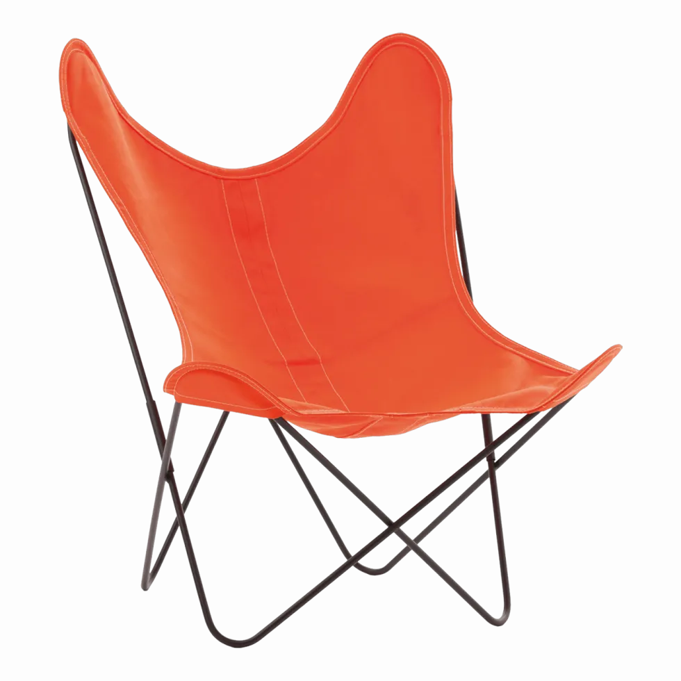 Fauteuil en coton orange avec structure en acier noir Coton AA - Airborne