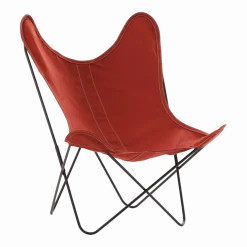 Fauteuil en coton terracotta avec structure en acier noir Islandais AA - Airborne