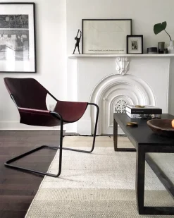 Fauteuil en cuir cognac et acier noir Paulistano - Objekto