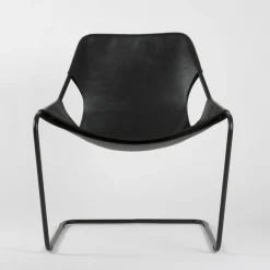 Fauteuil en cuir et acier noir Paulistano - Objekto