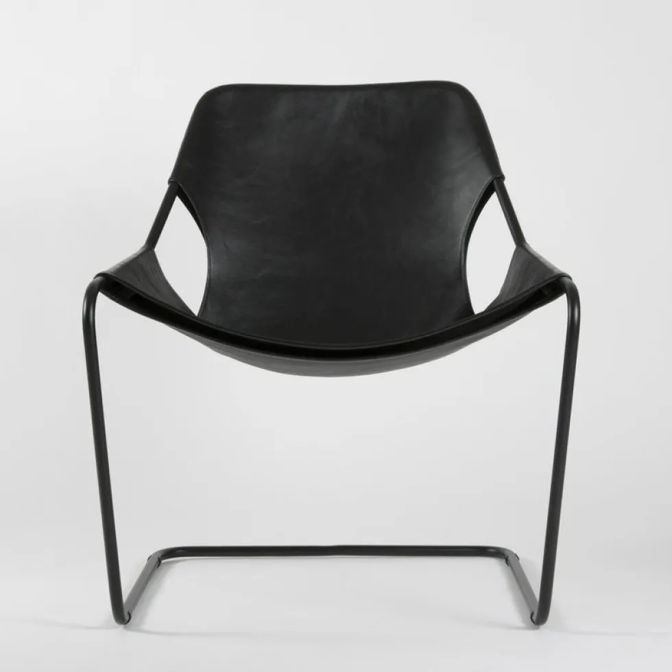 Fauteuil en cuir et acier noir Paulistano - Objekto