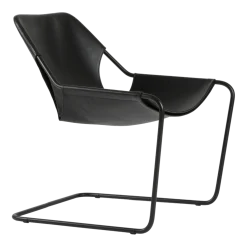 Fauteuil en cuir et acier noir Paulistano - Objekto