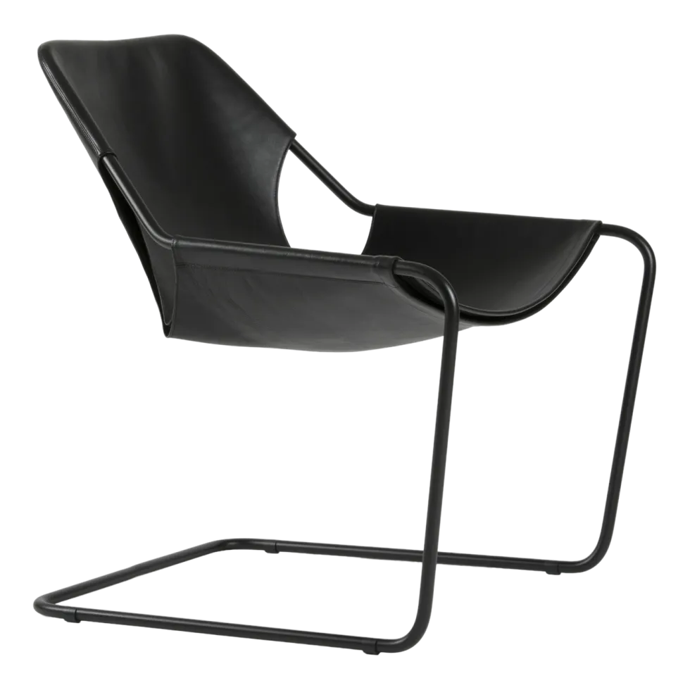 Fauteuil en cuir et acier noir Paulistano - Objekto