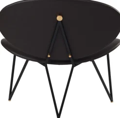 Fauteuil en cuir et piètement en acier noir Semper - AYTM
