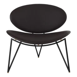 Fauteuil en cuir et piètement en acier noir Semper - AYTM