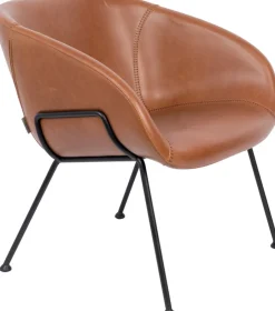 Fauteuil en cuir marron 72cm Feston - Zuiver