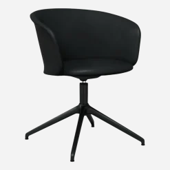 Fauteuil en cuir noir et piètement noir Kendo - Hem