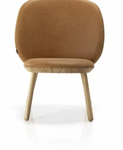 Fauteuil en frêne et cuir cognac Naïve - Emko