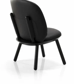 Fauteuil en frêne noir et cuir noir Naïve - Emko