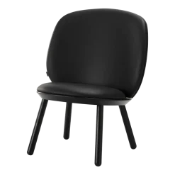 Fauteuil en frêne noir et cuir noir Naïve - Emko