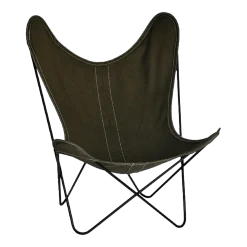 Fauteuil en lin vert avec structure en acier noir lin Indoor AA - Airborne