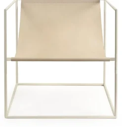 Fauteuil en métal blanc et cuir beige 62x62x61cm Solo Seat - valerie_objects