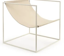 Fauteuil en métal blanc et cuir beige 62x62x61cm Solo Seat - valerie_objects