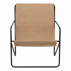 Fauteuil en métal noir et tissu recyclé sable 63 x 77 cm Desert - Ferm Living