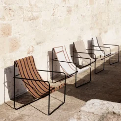 Fauteuil en métal noir et tissu recyclé sable 63 x 77 cm Desert - Ferm Living