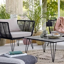 Fauteuil en métal noir outdoor Mundo - Bloomingville