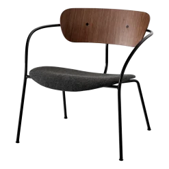 Fauteuil en noyer laqué et tissu gris AV6 Pavilion - &tradition