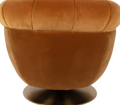 Fauteuil en polyester effet velours marron et bois d'eucalyptus 88x82x79cm Whiskey - Dutchbone