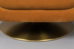 Fauteuil en polyester effet velours marron et bois d'eucalyptus 88x82x79cm Whiskey - Dutchbone