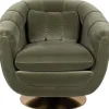 Fauteuil en polyester effet velours vert et bois d'eucalyptus 88x82x79cm Whiskey - Dutchbone