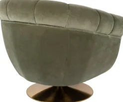 Fauteuil en polyester effet velours vert et bois d'eucalyptus 88x82x79cm Whiskey - Dutchbone