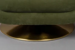 Fauteuil en polyester effet velours vert et bois d'eucalyptus 88x82x79cm Whiskey - Dutchbone