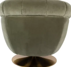 Fauteuil en polyester effet velours vert et bois d'eucalyptus 88x82x79cm Whiskey - Dutchbone