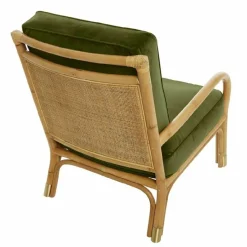 Fauteuil en rotin coussins velours vert Riviera - KOK