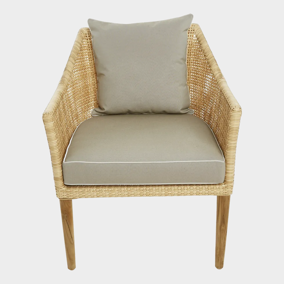 Fauteuil en résine nature coussin marron Sao Paulo - KOK