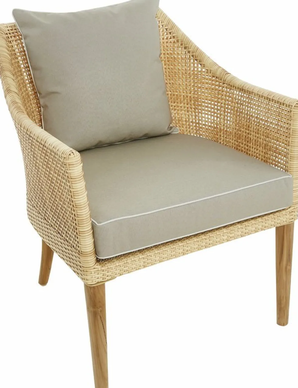 Fauteuil en résine nature coussin marron Sao Paulo - KOK