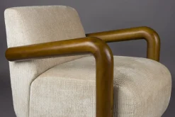Fauteuil en tissu beige et bois Robinson - Dutchbone