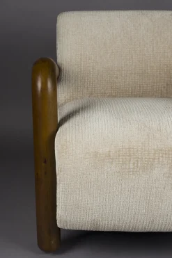 Fauteuil en tissu beige et bois Robinson - Dutchbone