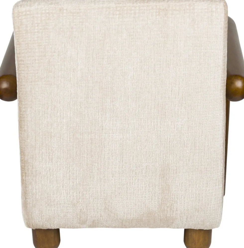 Fauteuil en tissu beige et bois Robinson - Dutchbone